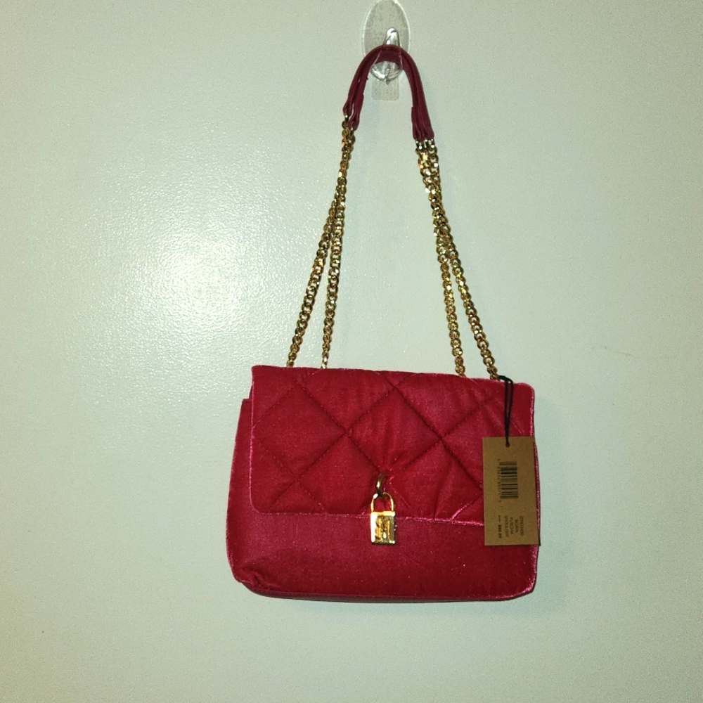 Steve Madden Fuschia Hot Pink Shoulder Chain Purse Bag